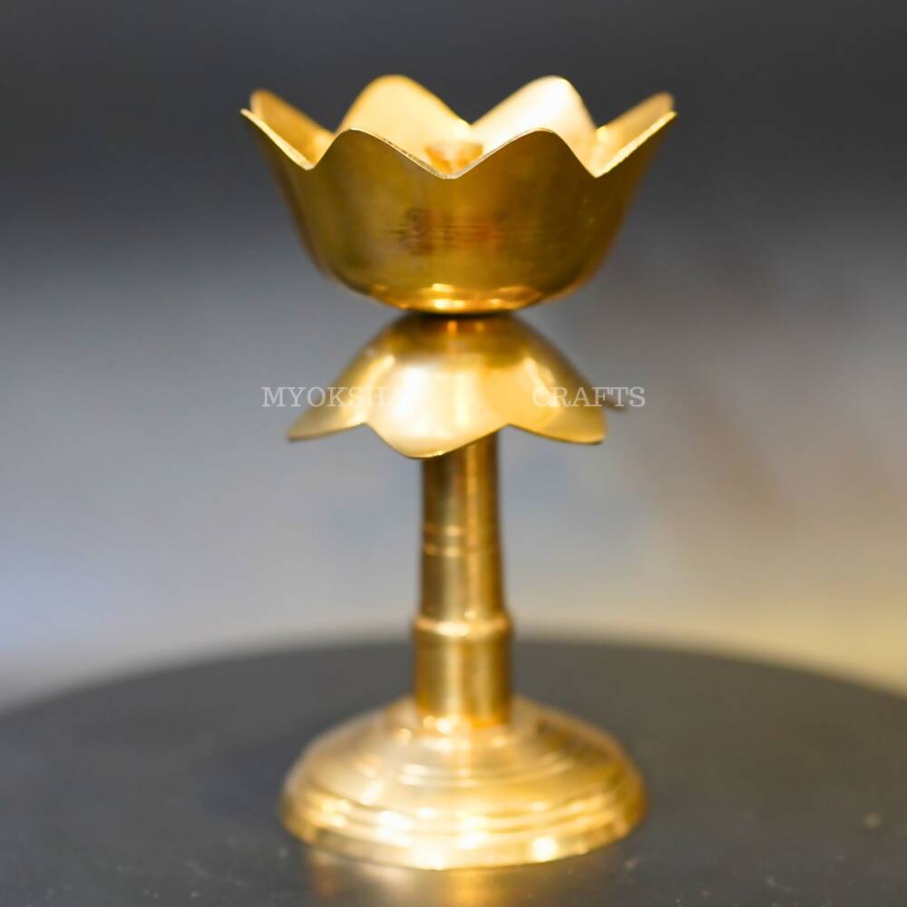 Brass Lotus Diya With Stand