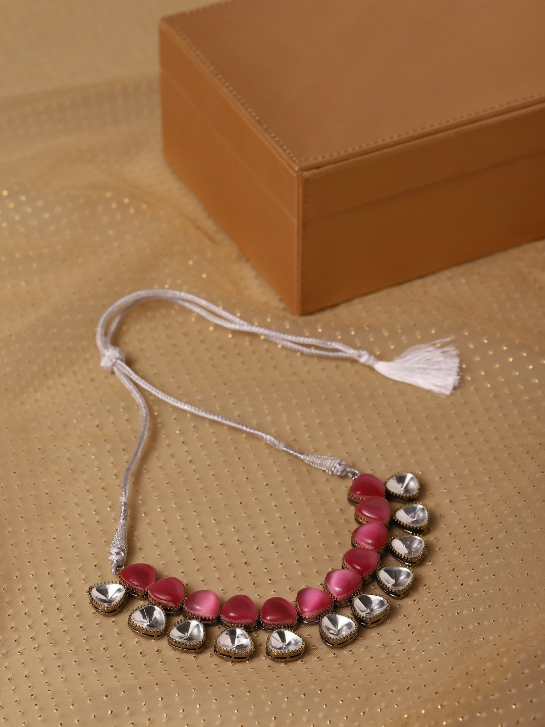 Pink and Kundan Stone Neckpiece- Ruby Raang