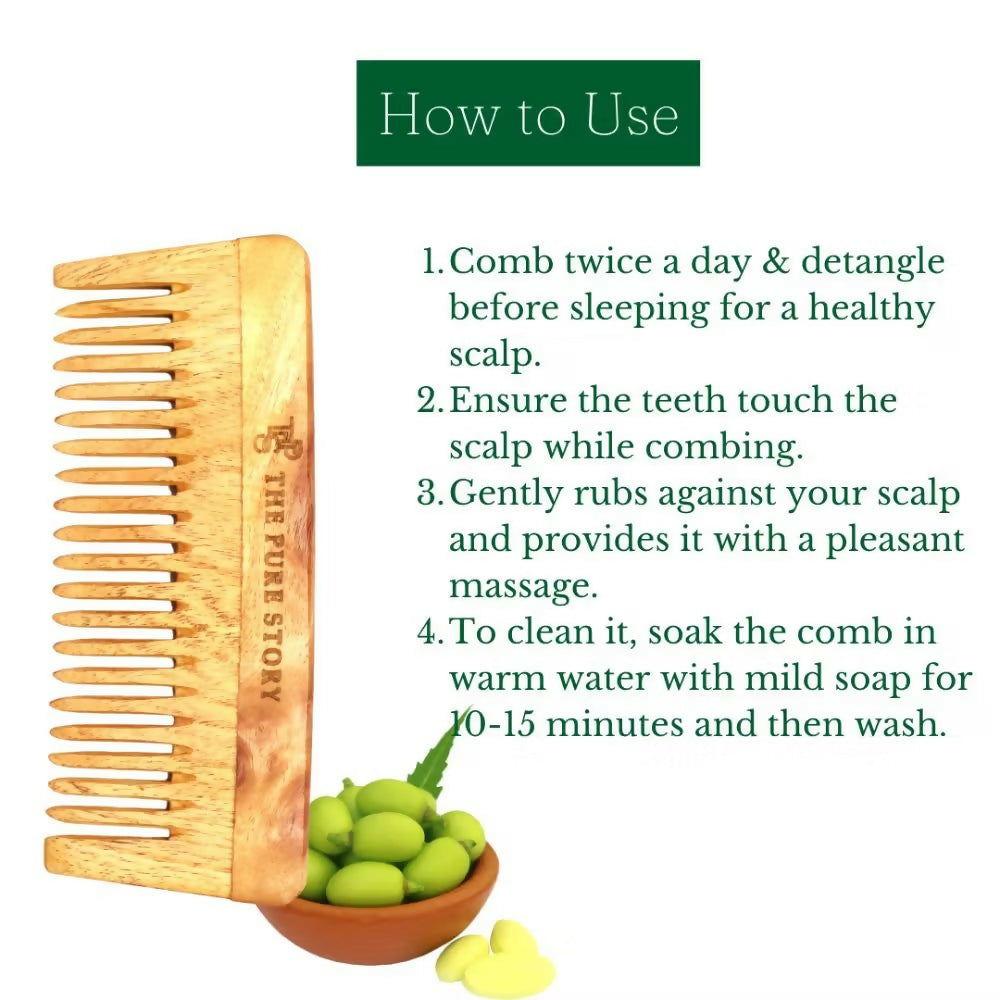 The Pure Story Oil Infused Neem Wood Wide Tooth Comb - Distacart