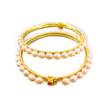J Pearls Peach Oval Pearl Bangles - Real Pearl Jewelry - Distacart