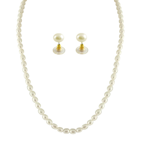 J Pearls 1 Line Oval Pearl Necklace - Real Pearl Jewelry