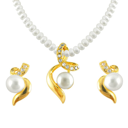 J Pearls Aabha Pearl Pendent Set - Real Pearl Jewelry
