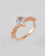 VOJ white CZ-detail Stainless Steel Cubic Zirconia Gold-Polished adjustable finger Ring
