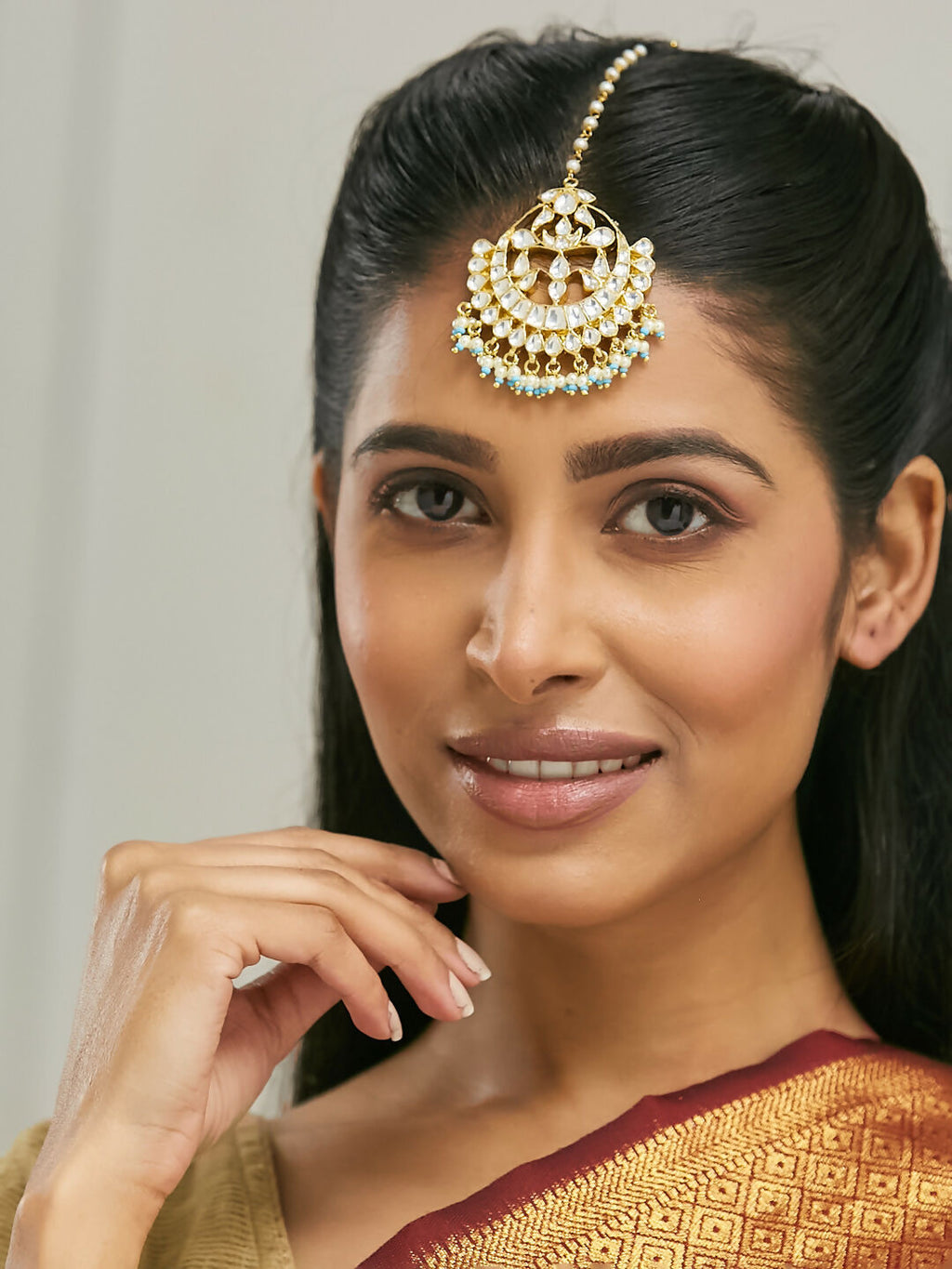 Nuyug 22k Gold Plated Crescent Maang Tikka - Distacart