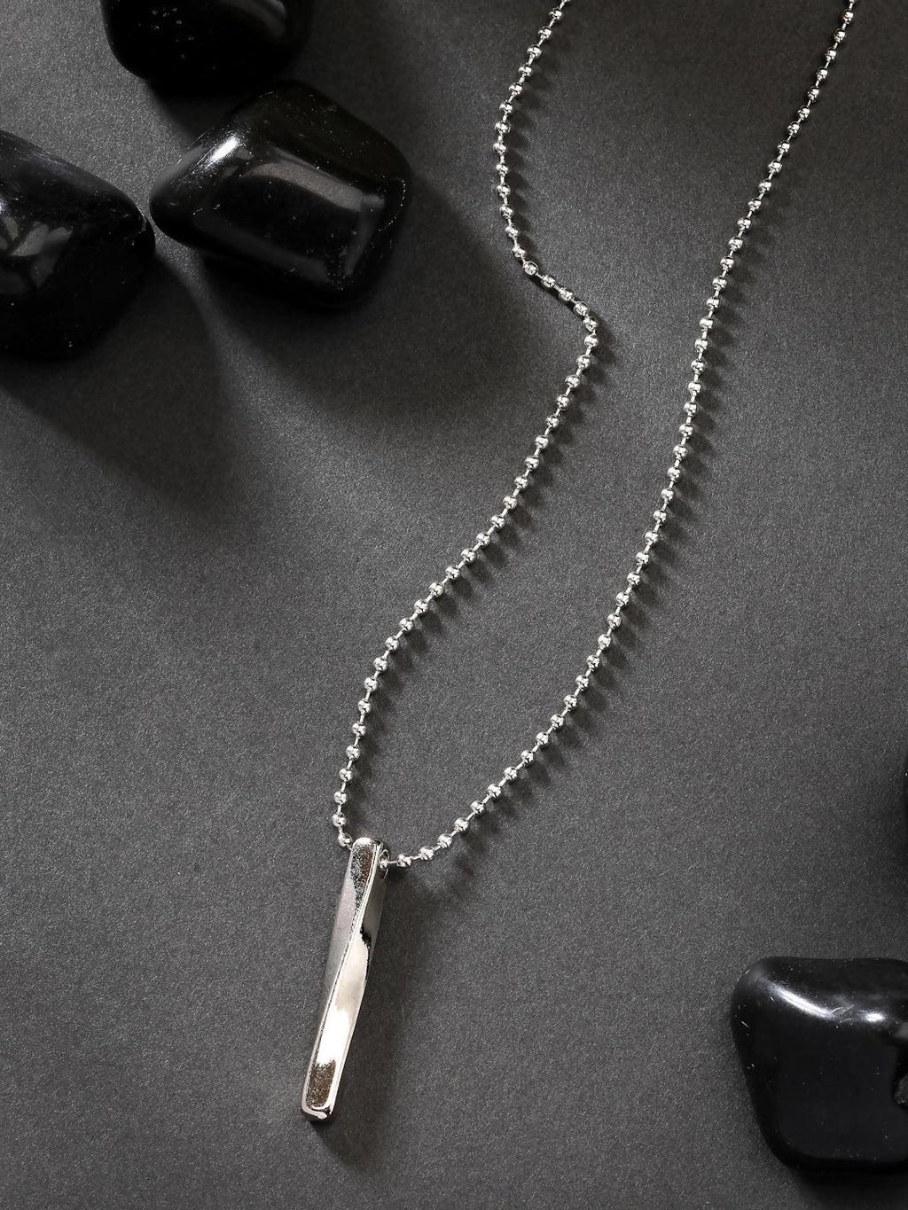 NVR Men's Silver-Plated Stainless Steel Pendant with Chain