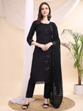 Beads & Swarovski Embroidered Kurta With Pant & Dupatta, Black - Hiral Fashion - Distacart