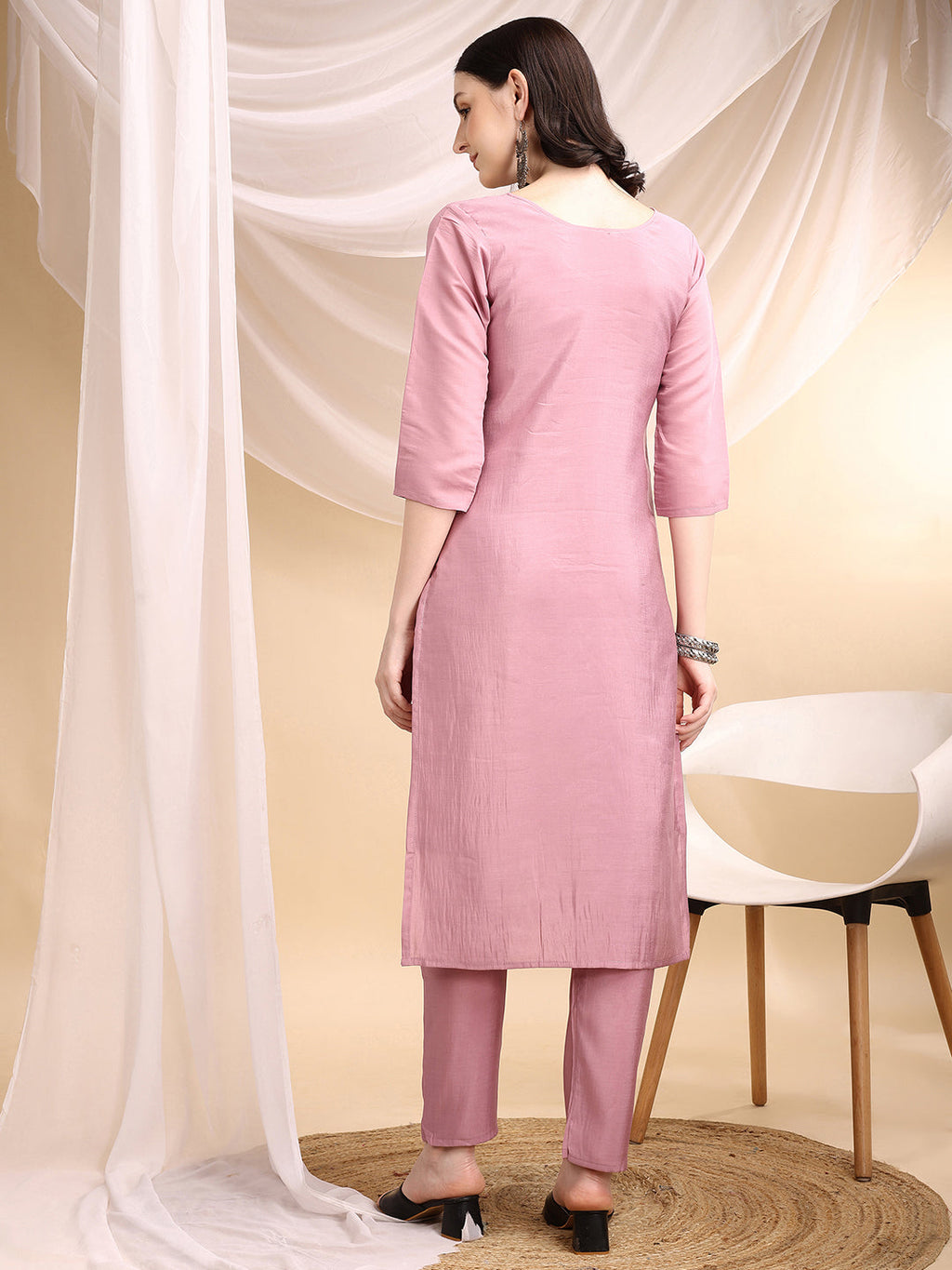 Embroidered Kurta With Pant & Embroidered Dupatta, Pink - Hiral Fashion - Distacart
