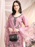 Embroidered Kurta With Pant & Embroidered Dupatta, Pink - Hiral Fashion - Distacart