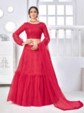 Myra Rani Pink Net Embroidered Designer Lehenga