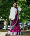 DEIANA'S Beautiful Designer Golden zari Soft Lichi Silk Saree - Majenta