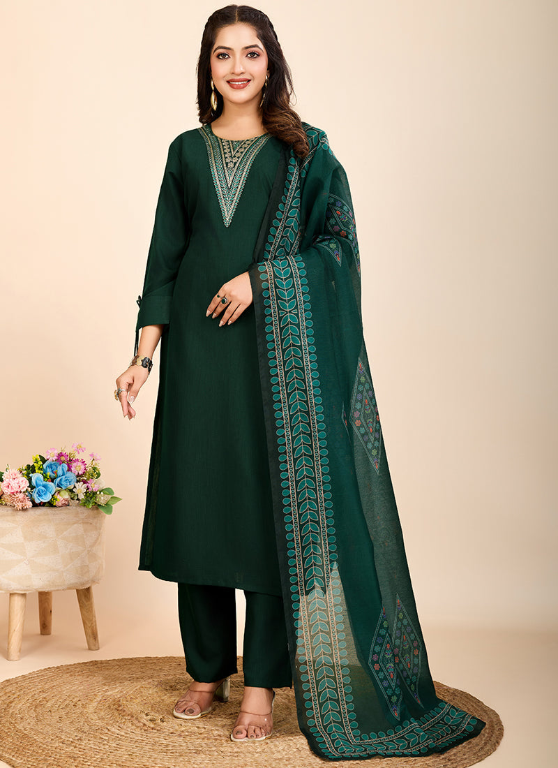 Prazu Fashion Green Printed Cotton Blend Festival Wear Salwar Suit - Distacart