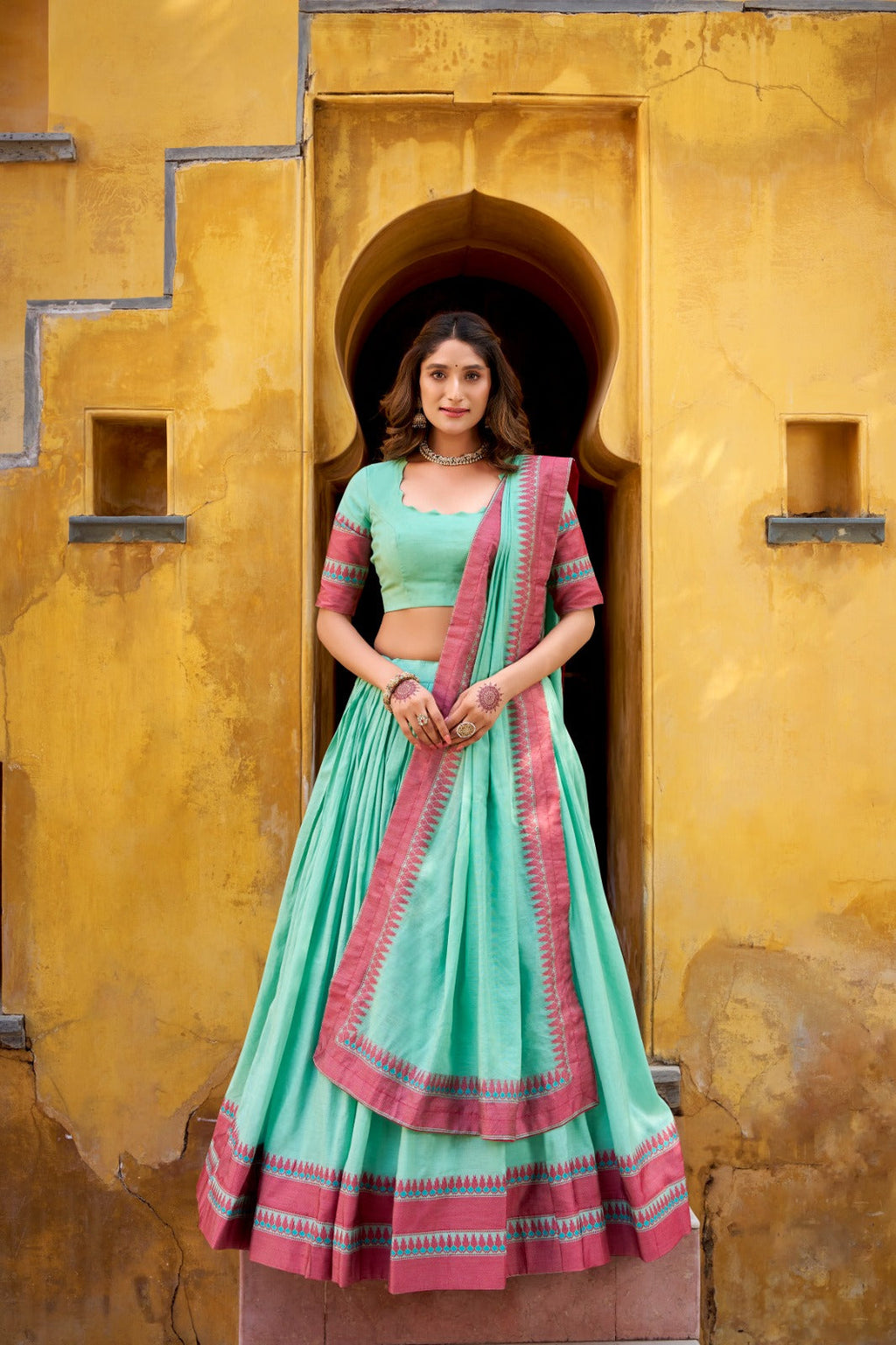 Evanik Pure Chanderi With Thread Work Lehenga Choli - Distacart