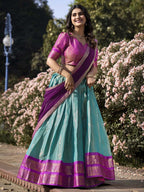 Evanik Women South-Style Kanchipuram Silk Stitched Lehenga With Unstitched Blouse & Dupatta - Distacart
