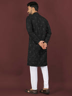 Anaita Black Embroidered Silk Straight Kurta