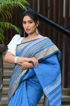 Beatitude Blue Cotton Handloom Saree