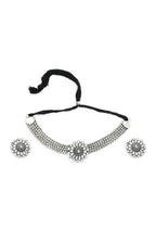 Mominos Fashion Johar Kamal Oxidised Silver-Plated Brass Finish Kundan Choker For Women (Silver) - Distacart
