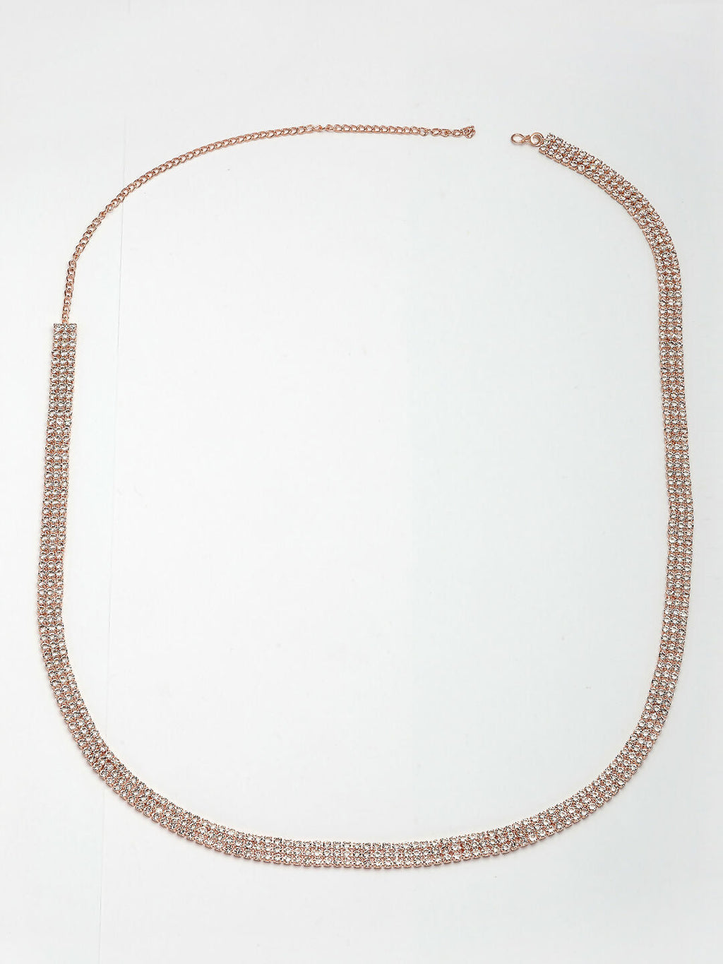 NVR Women's Rose Gold-Polished AD-Studded 3 Layered Kamarbandh Waist Chain
