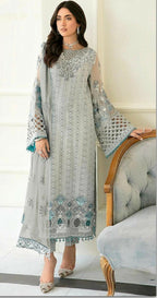 Anaita Sky Blue Fox Georgette Stitched Suit with Embroidery Sequence Work & Khatli Work - Distacart