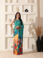 Shivam Fabrics Multi Color Georgette Fabric Printed Saree - Distacart