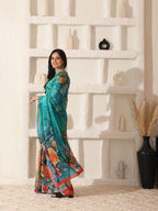 Shivam Fabrics Multi Color Georgette Fabric Printed Saree - Distacart