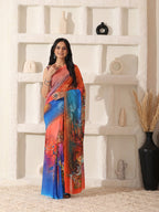 Shivam Fabrics Red Georgette Fabric Printed Saree - Distacart