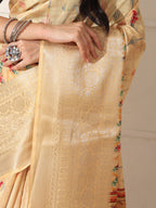 Shivam Fabrics Beige Lichi Patta Fabric Printed Saree - Distacart