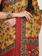 Shivam Fabrics Mustard Tussar Silk Fabric Printed Saree - Distacart