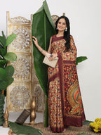 Shivam Fabrics Beige Tussar Silk Fabric Printed Saree - Distacart