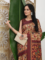 Shivam Fabrics Beige Tussar Silk Fabric Printed Saree - Distacart