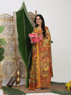 Shivam Fabrics Yellow Tussar Silk Fabric Printed Saree - Distacart