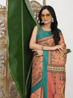 Shivam Fabrics Pink Tussar Silk Fabric Printed Saree - Distacart