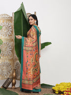 Shivam Fabrics Pink Tussar Silk Fabric Printed Saree - Distacart