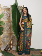 Shivam Fabrics Yellow Tussar Silk Fabric Printed Saree - Distacart