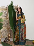 Shivam Fabrics Yellow Tussar Silk Fabric Printed Saree - Distacart