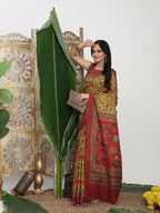 Shivam Fabrics Yellow Tussar Silk Fabric Printed Saree - Distacart