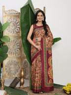 Shivam Fabrics Pink Tussar Silk Fabric Printed Saree - Distacart