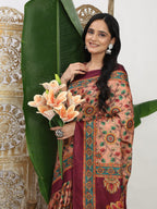 Shivam Fabrics Pink Tussar Silk Fabric Printed Saree - Distacart