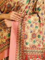 Shivam Fabrics Beige Tussar Silk Fabric Printed Saree - Distacart