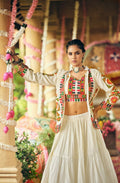Teeya Creation Off White Colour Pure Cotton Embroidery Work Fully Stitched Navratry Lahenga