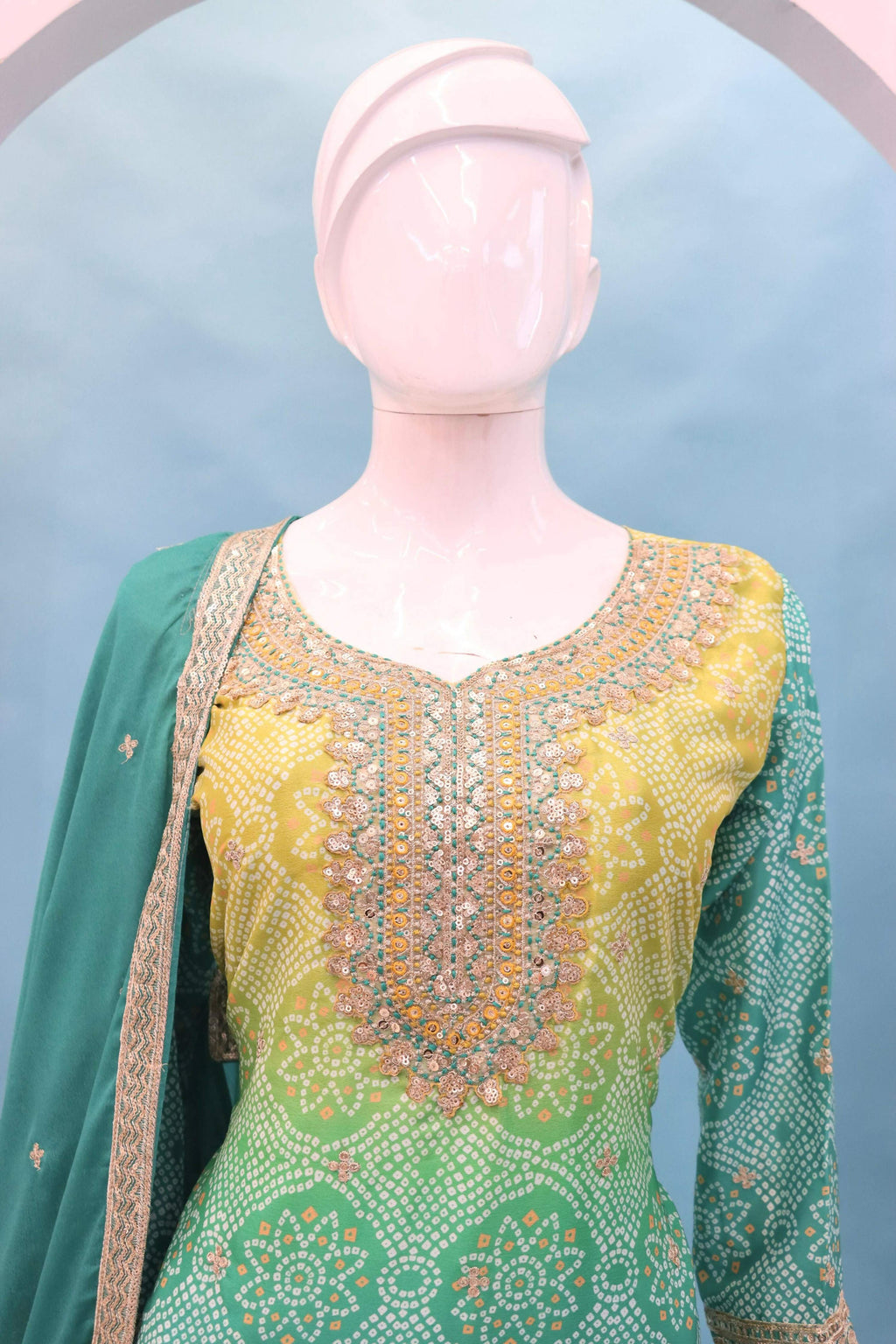 Anaita Green Digital print with Embroidered Silk Stitched Plazo Suit - Distacart