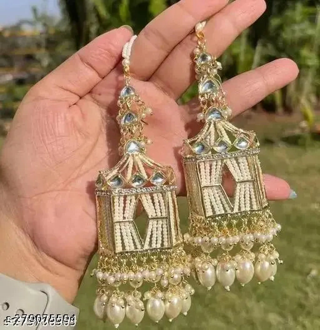 Jewel City Exquisite Handcrafted Gold-Plated Jhumka Earrings with Pearl Beads – Perfect for Weddings & Festivals - Distacart