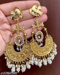 Jewel City Traditional Gold-Plated Chandbali Earrings with Bird Motif and Pearl Drops – Perfect for Weddings & Festive Occasions - Distacart