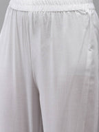 Yufta Women Peach And White Kurta with Trouser Set
