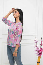 Myshka Women Multi Floral V-Neck Regular Sleeves Viscose Rayon Top - Distacart