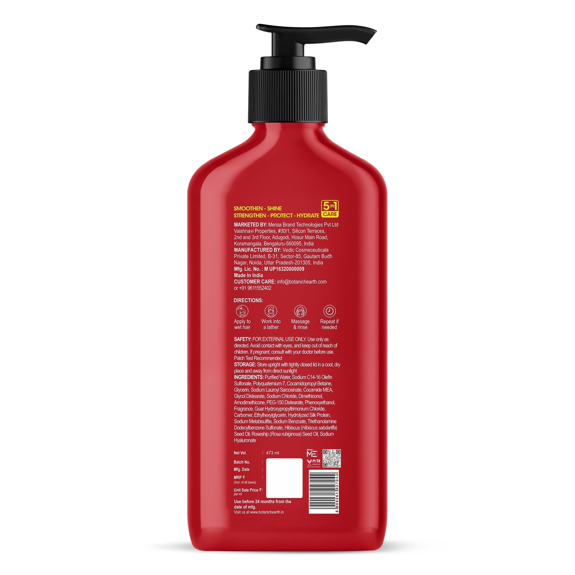 Botanic Hearth Smooth and Shine Shampoo with Hibiscus extract & Rosehip Oil