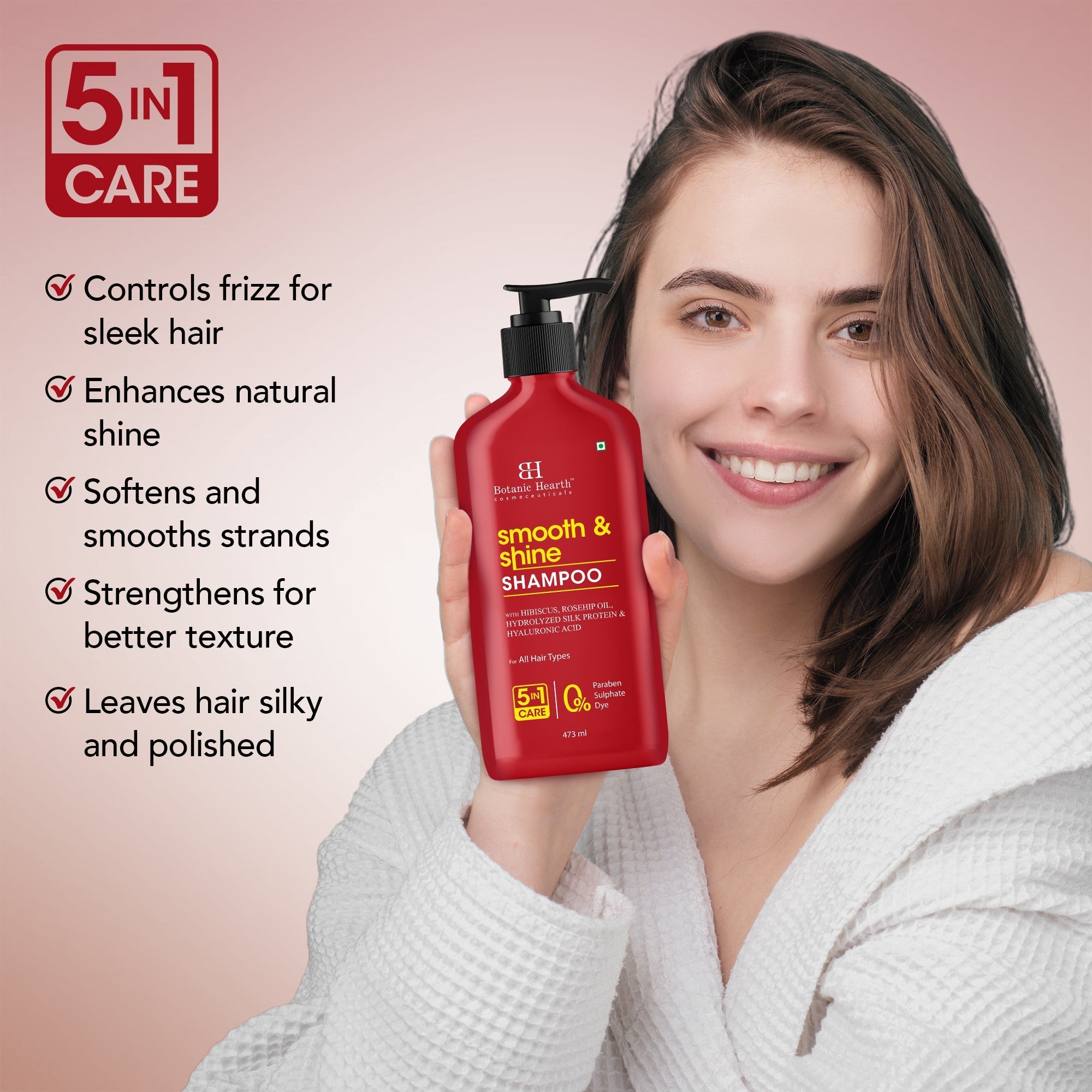Botanic Hearth Smooth and Shine Shampoo with Hibiscus extract & Rosehip Oil
