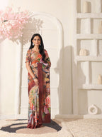 Shivam Fabrics Multi Color Turkey Fabric Printed Saree - Distacart