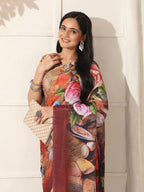 Shivam Fabrics Multi Color Turkey Fabric Printed Saree - Distacart