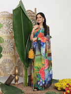 Shivam Fabrics Multi Color Turkey Fabric Printed Saree - Distacart