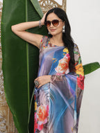 Shivam Fabrics Multi Color Turkey Fabric Printed Saree - Distacart